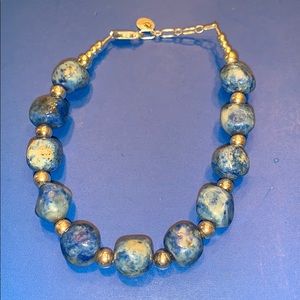 Carolyn pollack blue agate beaded bracelet.